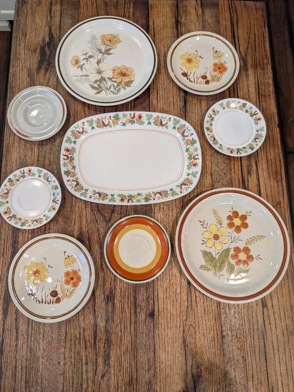 (9) Plates Curated for Plate Wall Decor - 1970's Theme